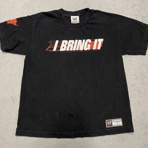 WWE T Shirt Youth Large Black Dwayne The Rock Johnson I Bring It Bull Wrestling